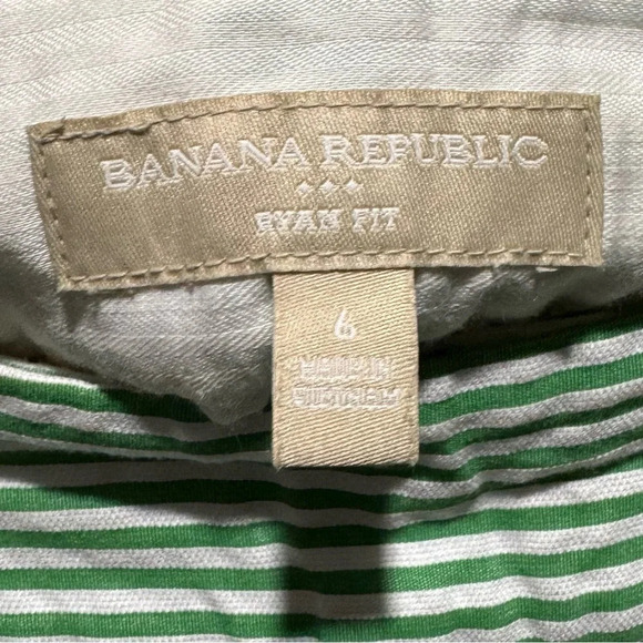 Banana Republic striped Ryan fit green white shorts US6 preppy pockets summer - Picture 2 of 3
